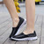 Black check weave casual slip on shoe sneaker 09