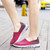 Pink check weave casual slip on shoe sneaker 03