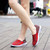 Red check weave casual slip on shoe sneaker 06