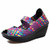 Purple rainbow check weave slip on wedge shoe sandal 01
