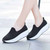 Black flyknit hollow out slip on rocker bottom shoe sneaker 02