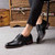 Black crocodile pattern derby lace up dress shoe 04