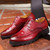 Red brogue crocodile derby lace up dress shoe 24