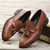 Brown suede leather vamp tassel slip on dress shoe 19