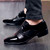 Black check pattern leather derby dress shoe 02
