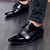 Black check pattern leather derby dress shoe 05