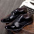 Black check pattern leather derby dress shoe 09