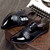 Black check pattern leather derby dress shoe 10