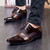 Brown check pattern leather derby dress shoe 03