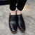 Black plain color derby lace up dress shoe 07