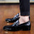 Black metal decorated retro slip on dress shoe 05
