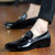 Black metal decorated retro slip on dress shoe 09