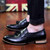 Black tassel decorated retro slip on dress shoe 07