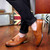 Brown tassel decorated retro slip on dress shoe 08