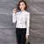 White floral pattern print long sleeve button shirt 1118 01