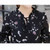 Black floral pattern print mid sleeve shirt 05