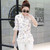 White floral pattern print mid sleeve shirt 02