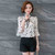 White floral pattern print mid fluted sleeve shirt 05