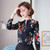 Navy floral pattern print long sleeve pull over shirt 03