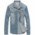 Skyblue plain long sleeve button denim jacket 07