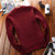 Red check round neck long sleeve sweater 20