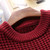 Red check round neck long sleeve sweater 21