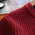 Red check round neck long sleeve sweater 22