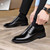 Men's black simple plain derby dress shoe 03