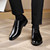 Men's black simple plain derby dress shoe 05