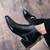 Black plain zip slip on dress shoe boot 05