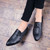 Black crocodile skin patent leather slip on dress shoe 02