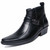 Black buckle design zip slip on dress shoe boot 01 Black buckle design zip slip on dress shoe boot 01