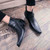 Black buckle design zip slip on dress shoe boot 06 Black buckle design zip slip on dress shoe boot 06