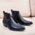 Black buckle design zip slip on dress shoe boot 11 Black buckle design zip slip on dress shoe boot 11