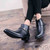 Black buckle design zip slip on dress shoe boot 08 Black buckle design zip slip on dress shoe boot 08