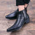 Black buckle design zip slip on dress shoe boot 10 Black buckle design zip slip on dress shoe boot 10