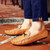 Brown crocodile pattern buckle slip on shoe loafer 03