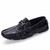 Black check buckle leather slip on shoe loafer 01