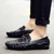 Black check buckle leather slip on shoe loafer 02