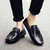 Black check buckle leather slip on shoe loafer 06