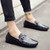 Black check buckle leather slip on shoe loafer 07