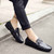 Black check buckle leather slip on shoe loafer 09