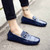 Blue check buckle leather slip on shoe loafer 03