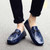 Blue check buckle leather slip on shoe loafer 05