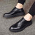 Black retro brogue leather derby dress shoe 04