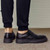 Black retro brogue leather derby dress shoe 06