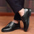 Black metal decorated leather derby dress shoe 04