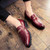 Red retro chain buckle leather slip on dress shoe 08