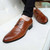 Brown retro brogue leather derby dress shoe 02