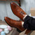 Brown retro brogue leather derby dress shoe 05